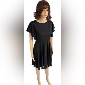 Chic Black Midi Dress with Flutter Sleeves